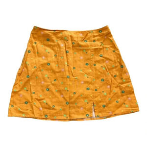 Abound Orange Floral Linen Rayon Mini Skirt S
